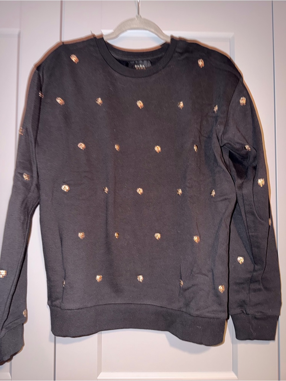 Zara Black Sweatshirt with Gold tiger Accent